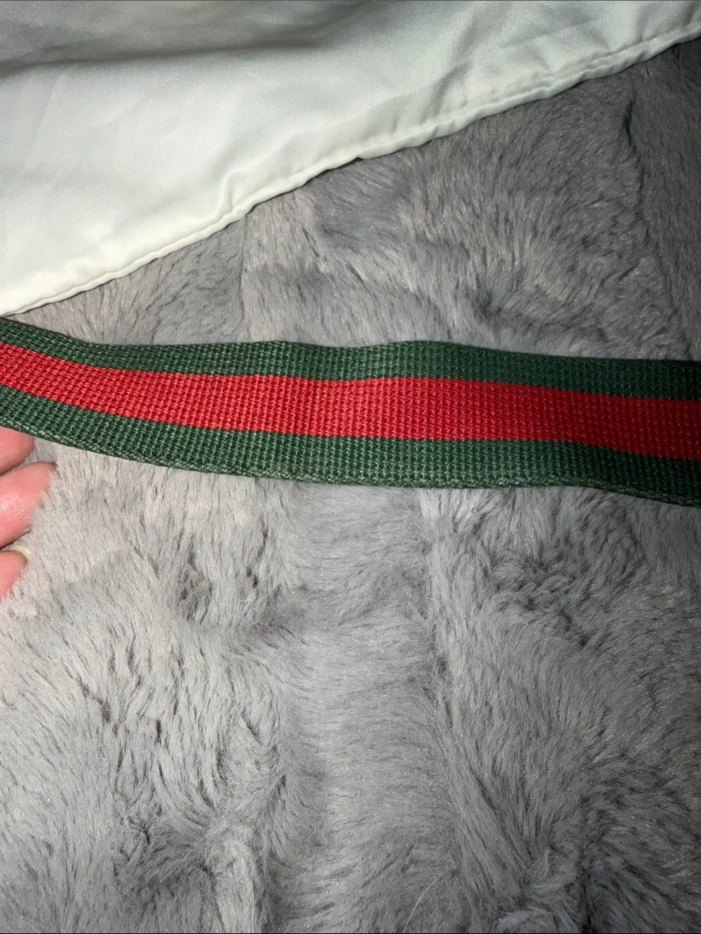 Preloved Gucci Brown GG Canvas Belt Bag with Green-Red Web Strap with Dust bag